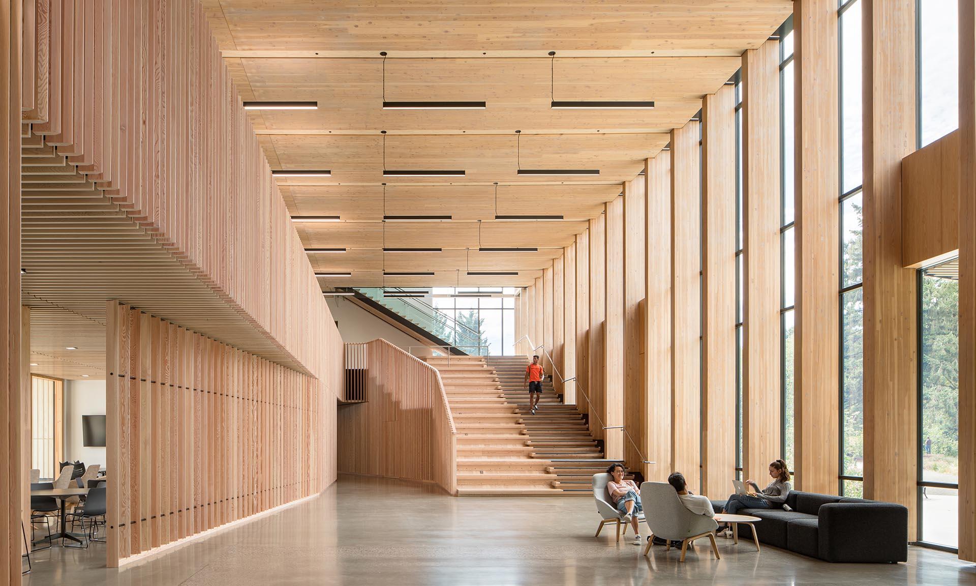 Oregon State University Forest Science Complex interior with staircase